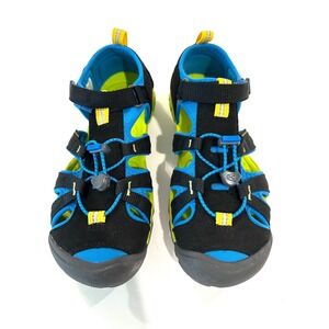 KEEN‎ Seacamp II CNX Water Sandals Black Blue Yellow  Kids 5 / Women's 6.5-7